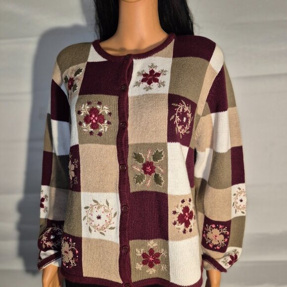 Christopher & Banks Sweaters - CHRISTOPHER & BANKS beautiful Hand embroidered festive Holiday sweater size XL